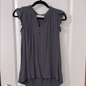 LOFT Women's greyish blue Ruffle Sleeve Top